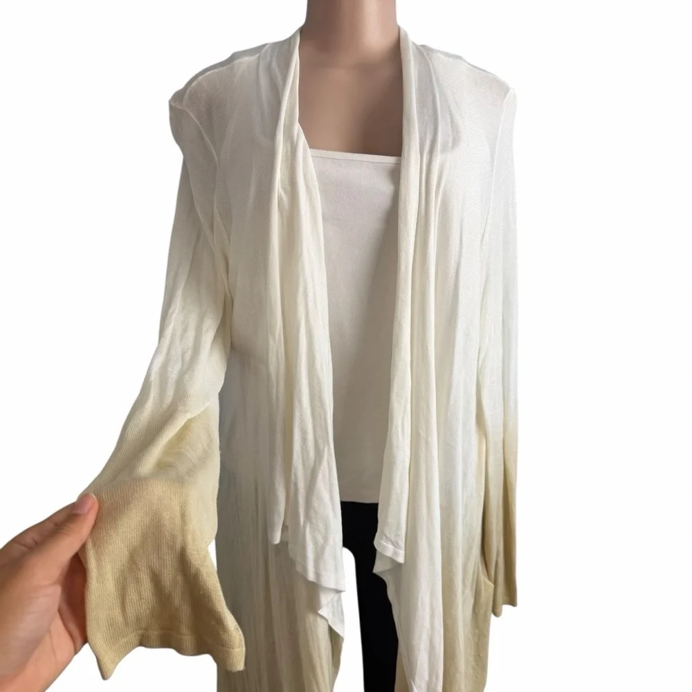 Michael Michael Kors Elegant Cream and Caramel Ombré Asymmetrical Cardigan
